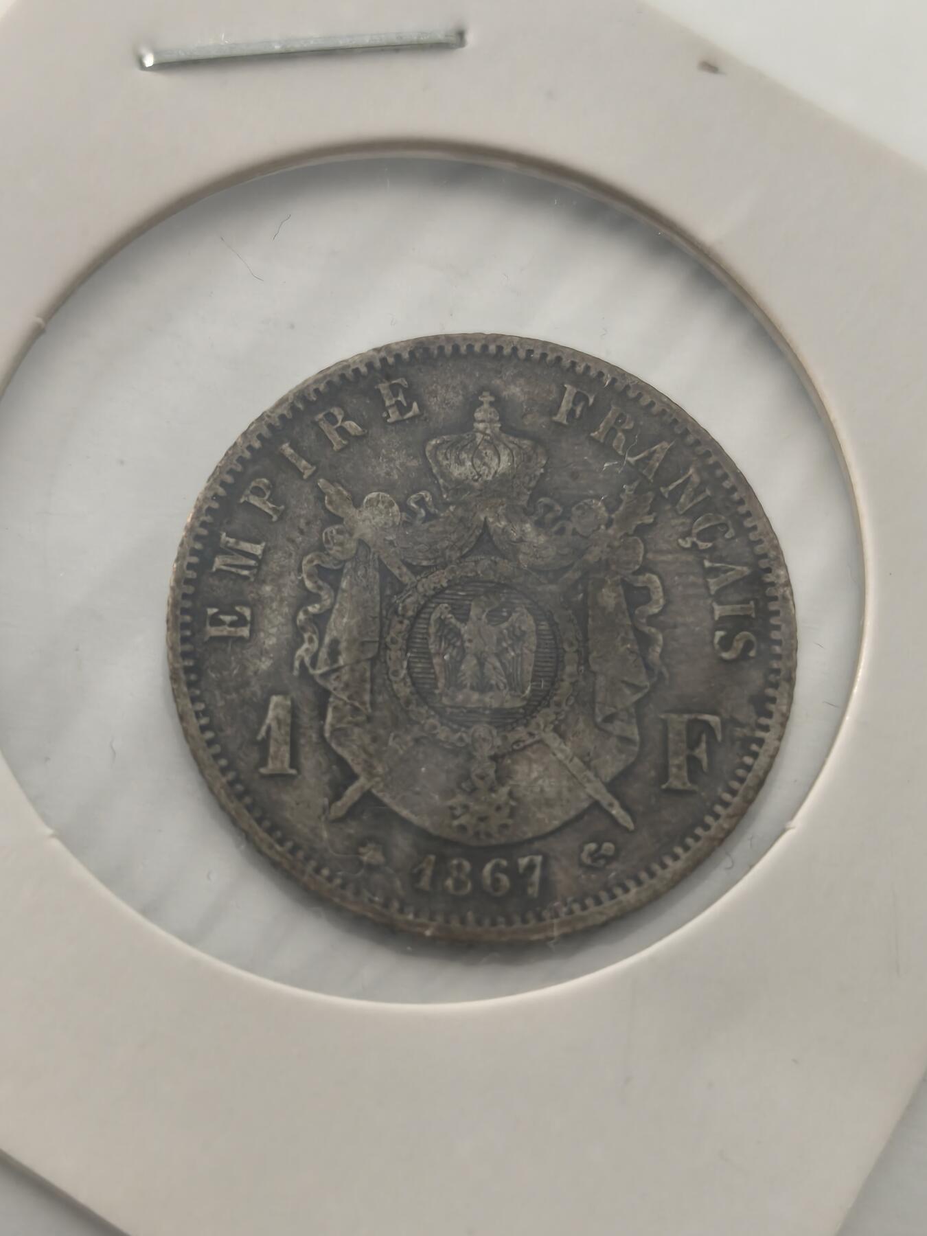 Krab外币市集Vol.10 法国拿破仑三世1867年1法郎