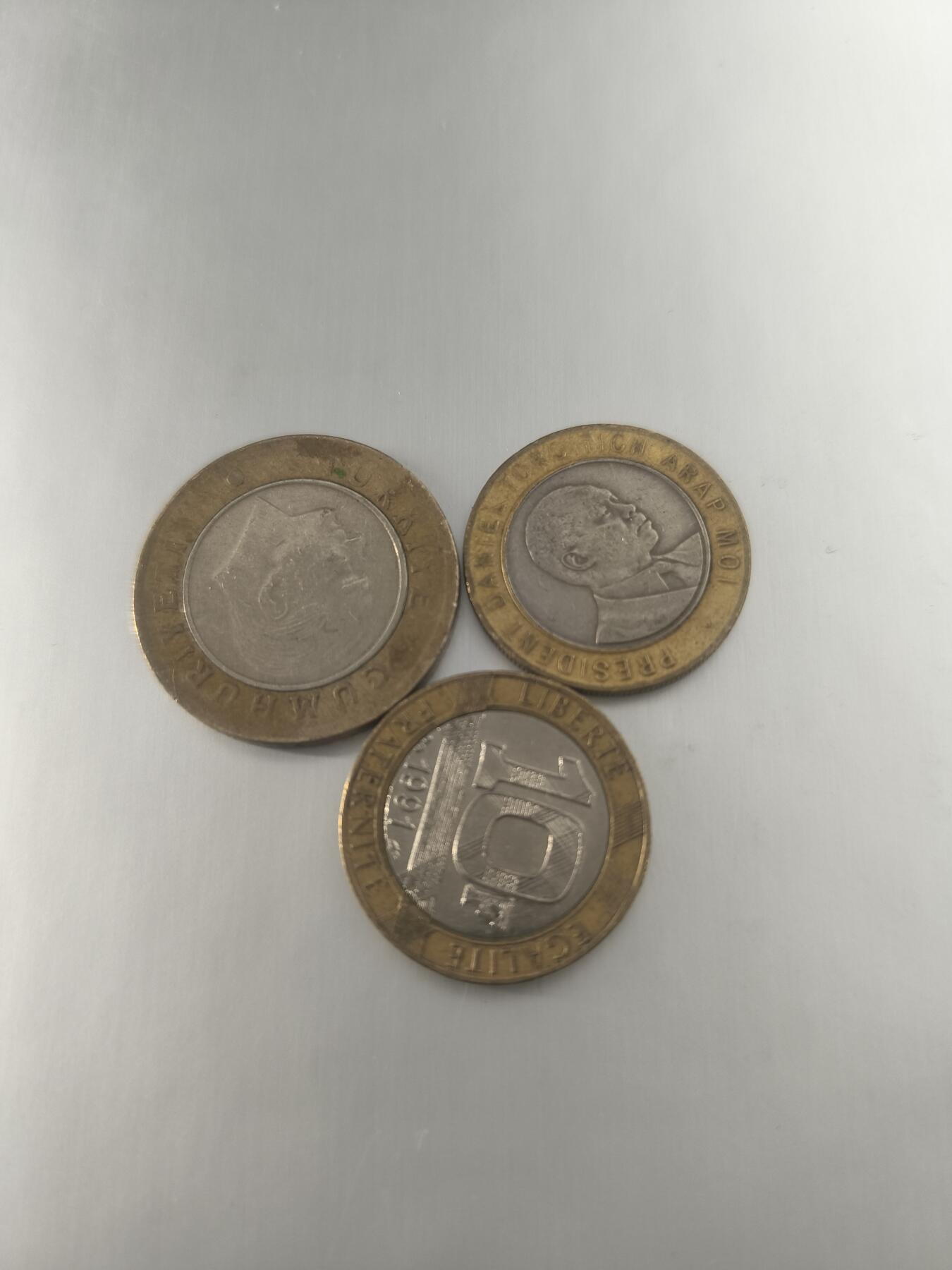 Krab外币市集Vol.10 法国肯尼亚土耳其双色币三枚一组