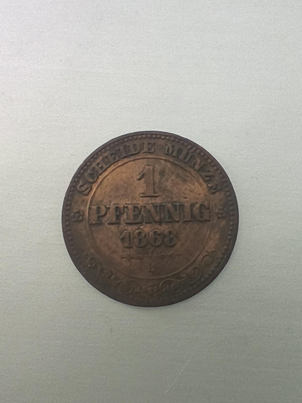 Krab外币市集Vol.10 德国汉诺威1868年1芬妮