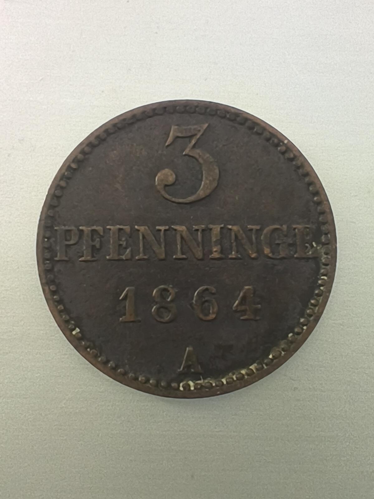 Krab外币市集Vol.10 德国梅克伦堡1864年3芬妮