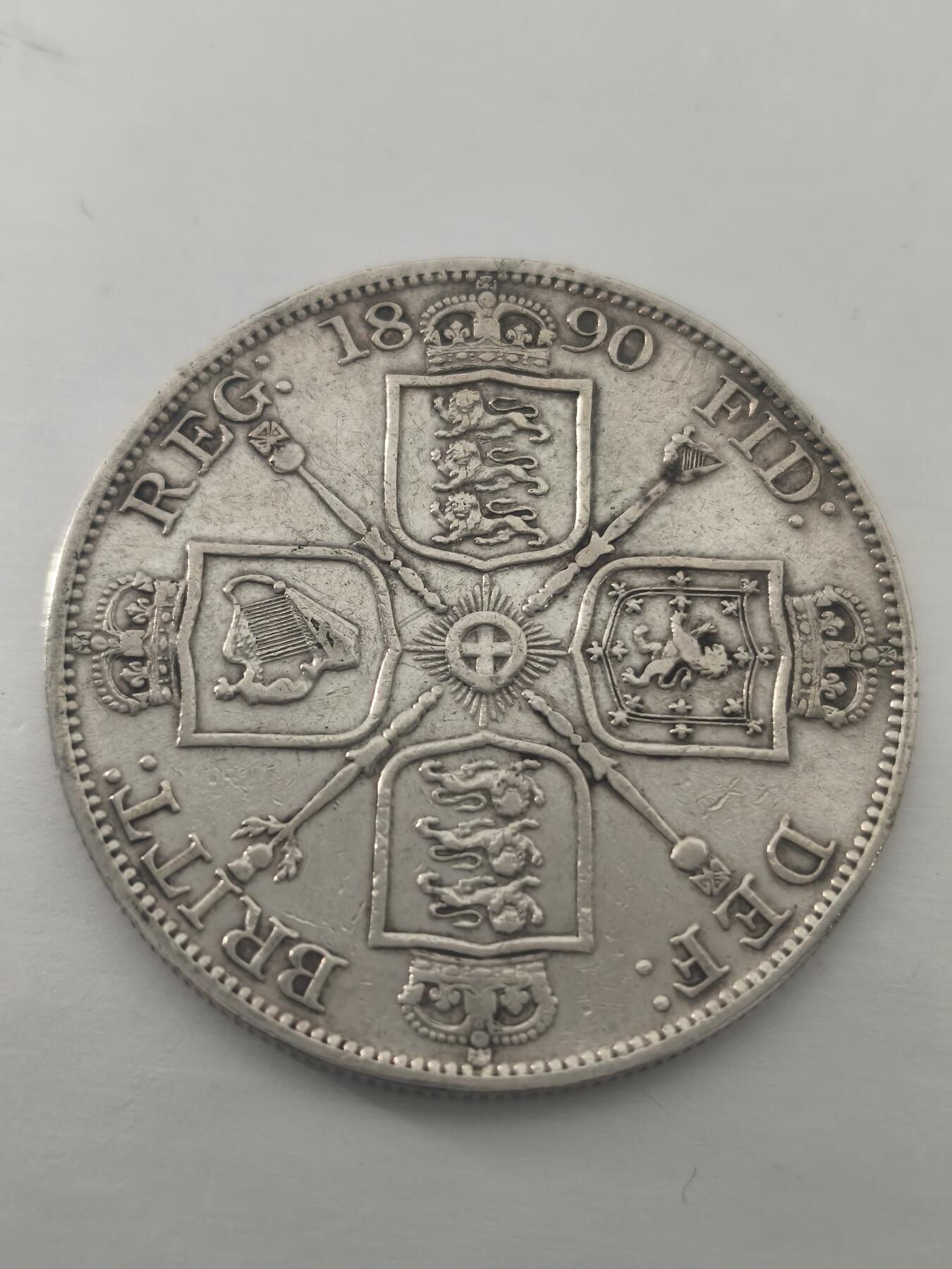 Krab外币市集Vol.10 英国维多利亚1890年4先令/2弗洛琳银币-阿拉伯数字