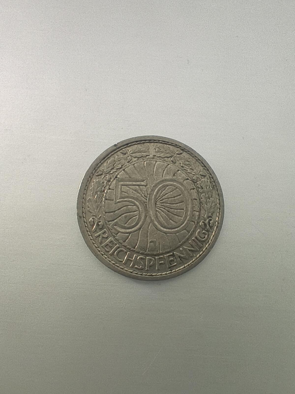 Krab外币市集Vol.10 德国魏玛1927年50芬妮J厂