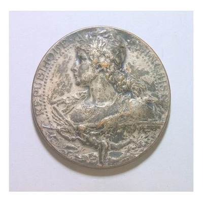 法国1911年 玛丽安娜女神高浮雕精制大镀银章 40MM - 法国1911年 玛丽安娜女神高浮雕精制大镀银章 40MM