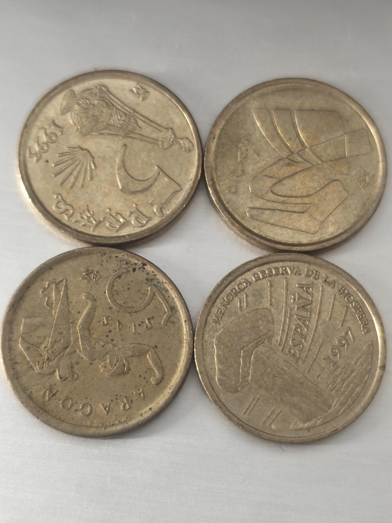 Krab外币市集Vol.11 西班牙5比塞塔纪念币4枚一组