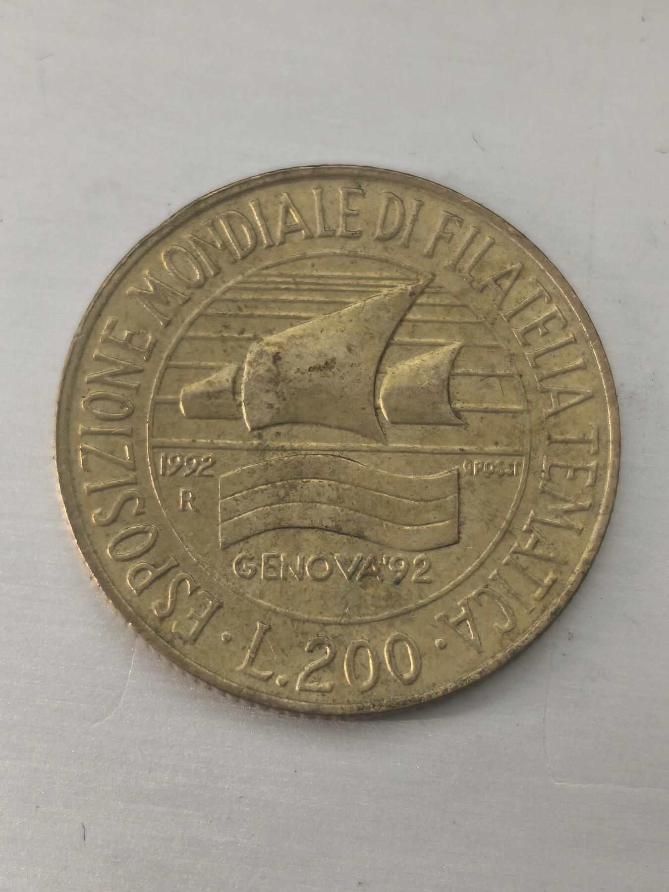 Krab外币市集Vol.11 意大利1992年200里拉纪念币