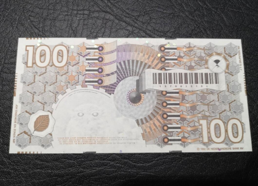荷兰纸币 1992年 齿轮版 100盾 全新UNC
