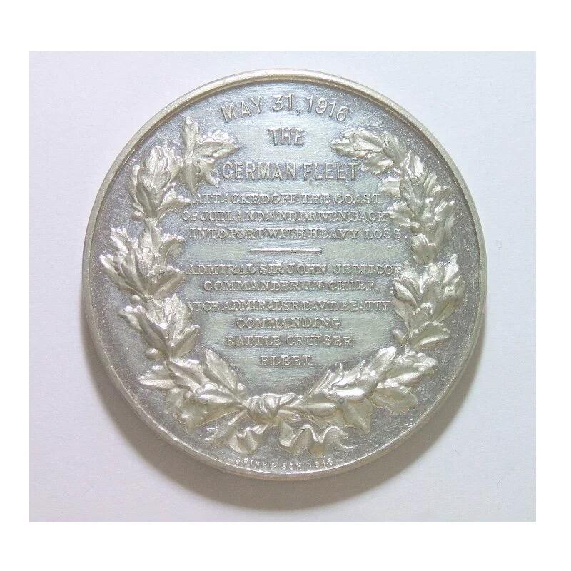 【旋风钱币】5月31日19:00准时开拍 精美欧洲币章 第三帝国钱币纸币等 全场包邮！ 可评级 英国1916年 一战日德兰海战高浮雕精制大合金章 45MM