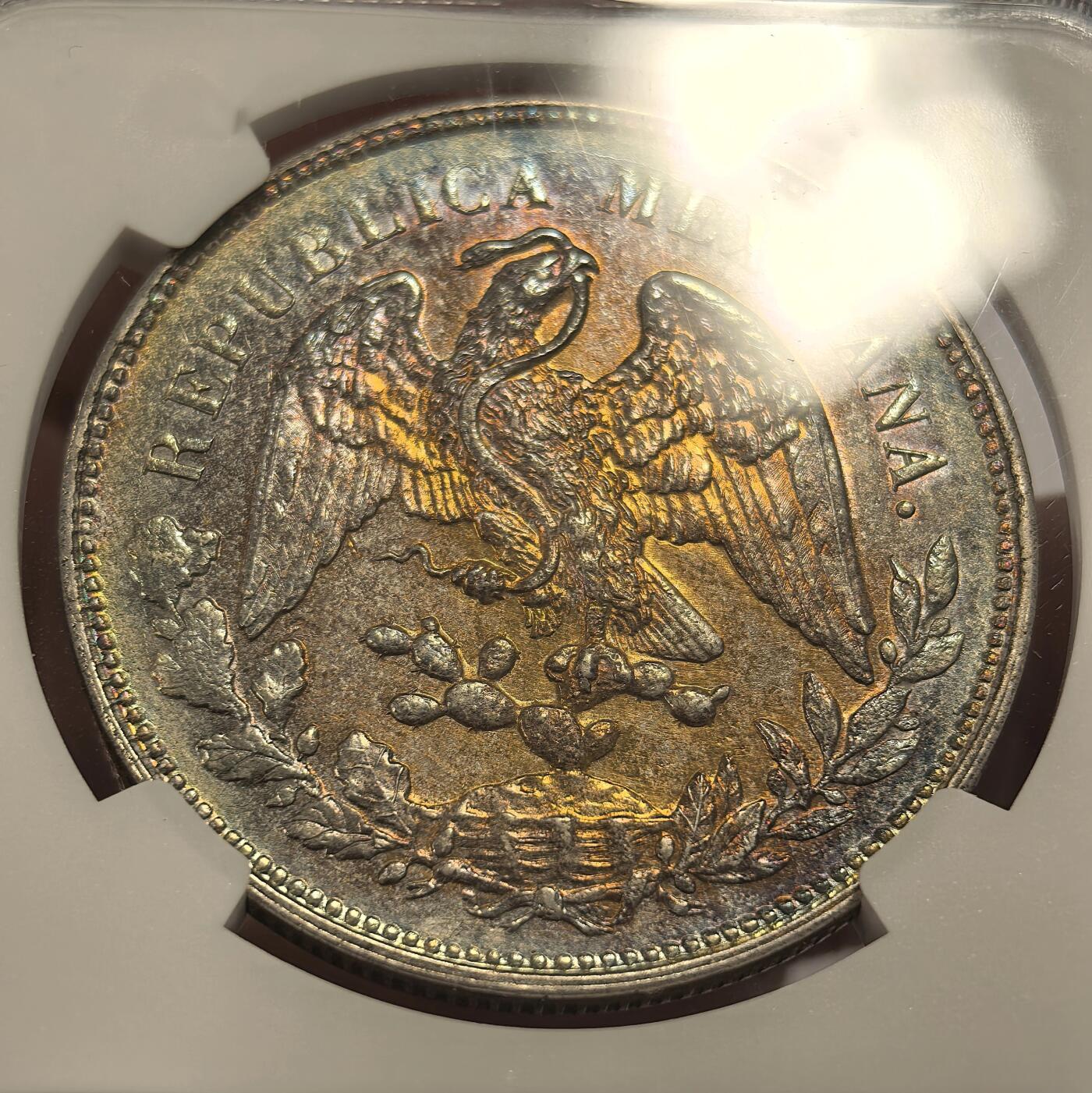 博洋堂“追光而行”五月精品专场暨第124期（全场包邮） NGC MS63 墨西哥直边鹰洋1899MO AM 五彩