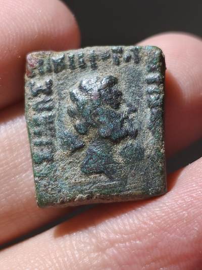 星盘钱币6.7古典币精品专场 - 印度希腊王朝，安提亚基达斯大王，3查柯铜币，直边非流通，非常漂亮，这个真的彩色锈太漂亮了，美丽的细节！艺术的典范！王像、铭文都清清楚楚，8.89g超重