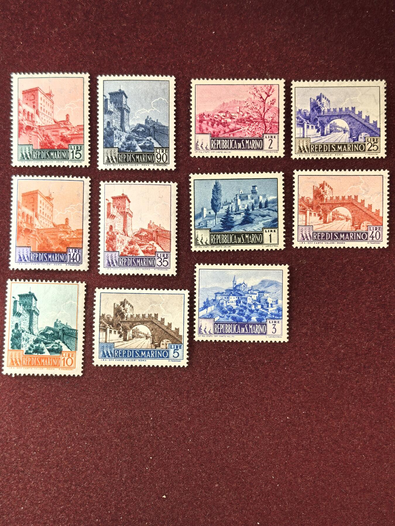 联合阁邮币社™ ——“精品多国邮票” 圣马力诺1966年 城堡风光 无贴新全