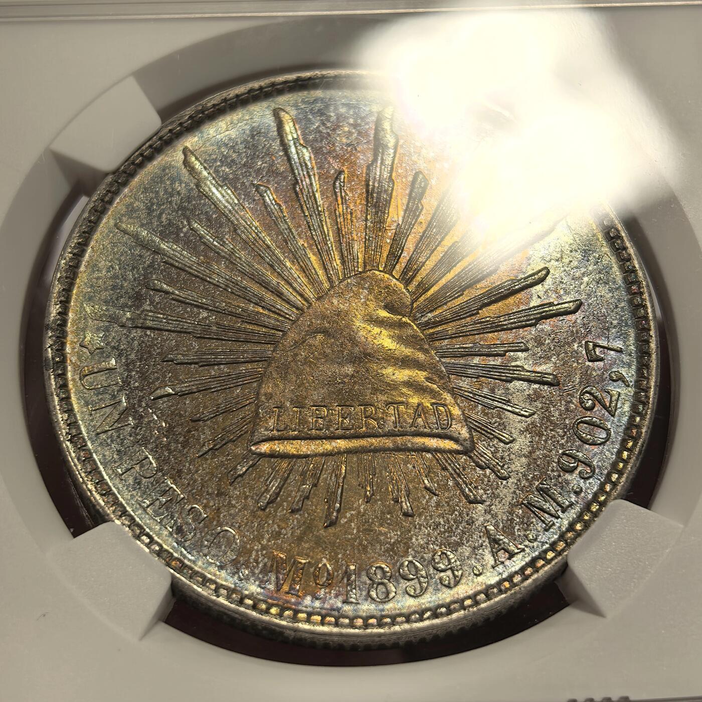 博洋堂“追光而行”五月精品专场暨第124期（全场包邮） NGC MS63 墨西哥直边鹰洋1899MO AM 五彩