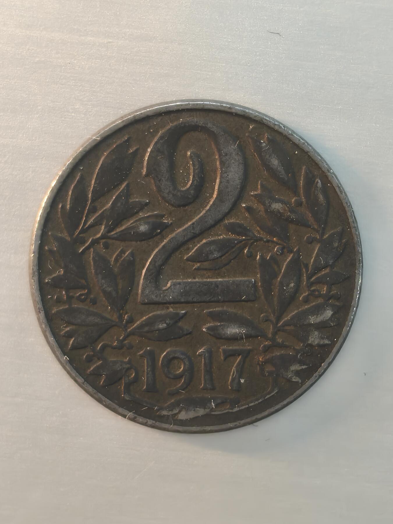 Krab外币市集Vol.12 奥地利1917年2赫勒铁币