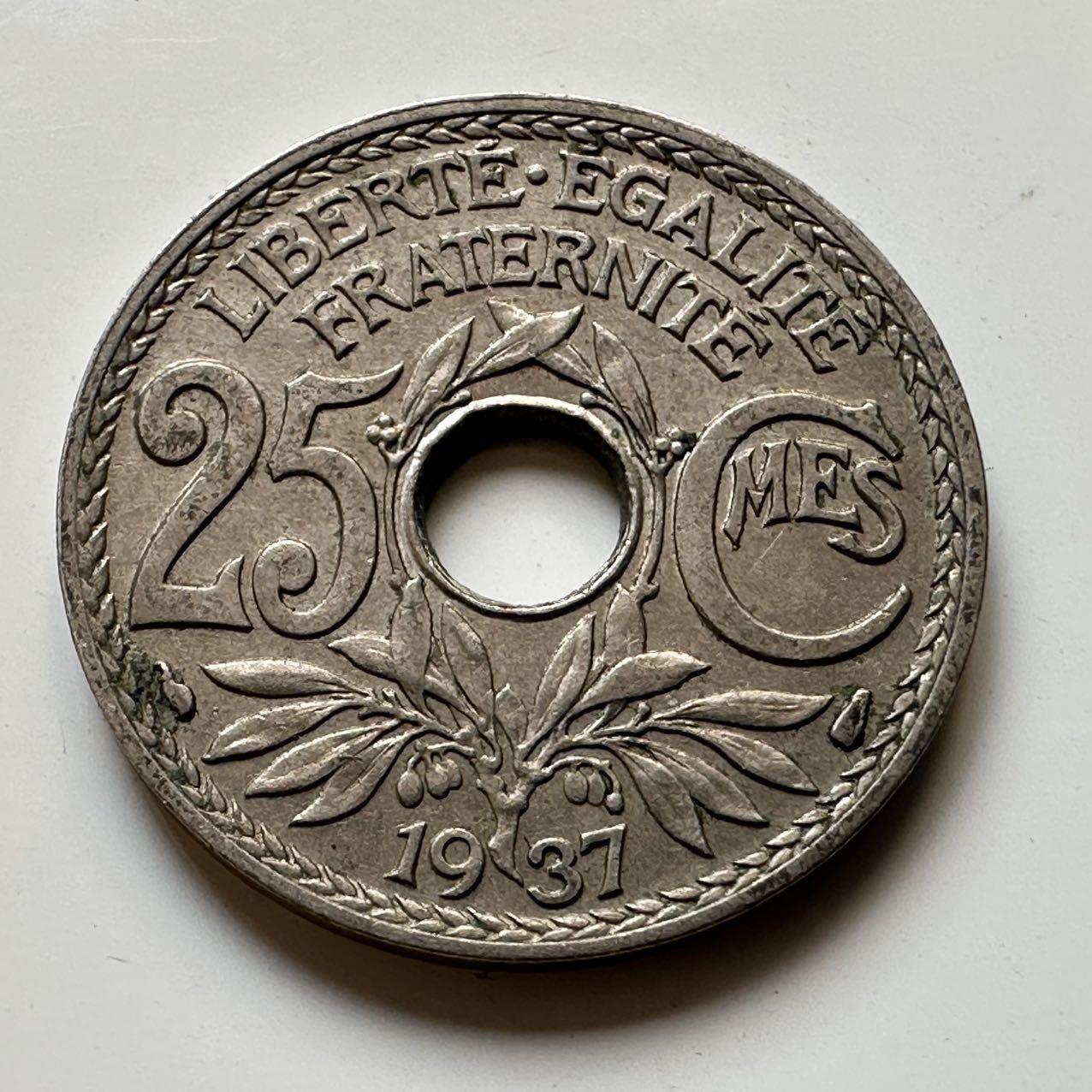 🌹外币初藏🌹🐯2025年第56场  每周二四六晚8️⃣点 接代拍 法国1937年25分