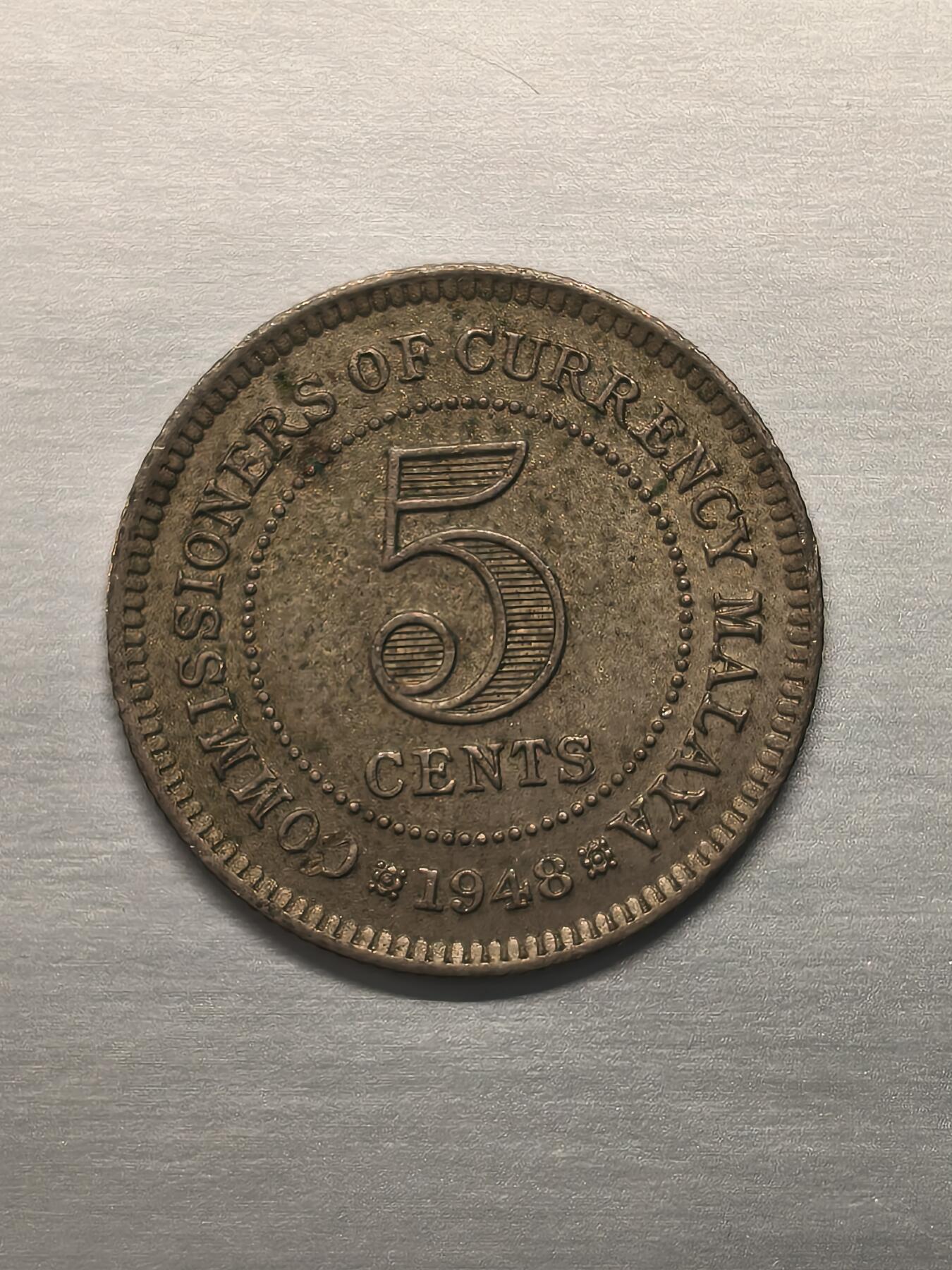 Krab外币市集Vol.12 北婆罗洲1948年5分