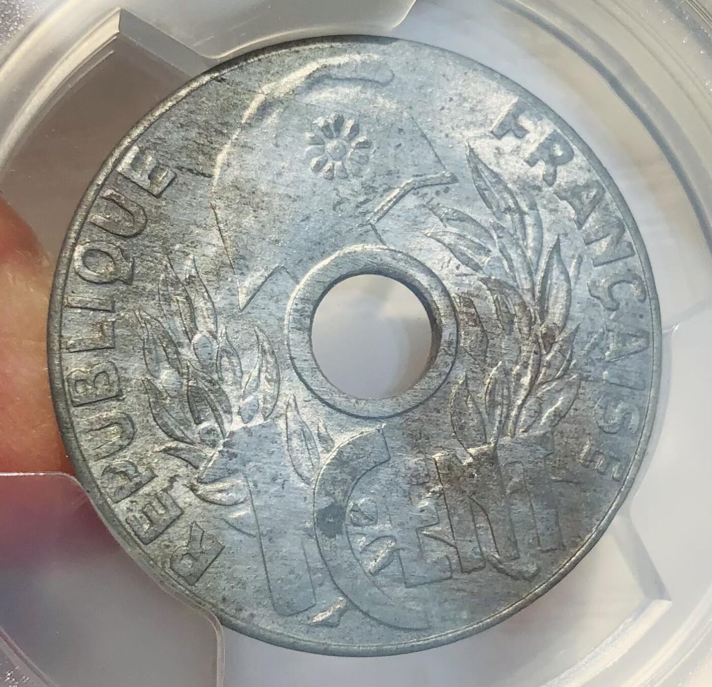 法属印支1941年1分锌币PCGS MS63