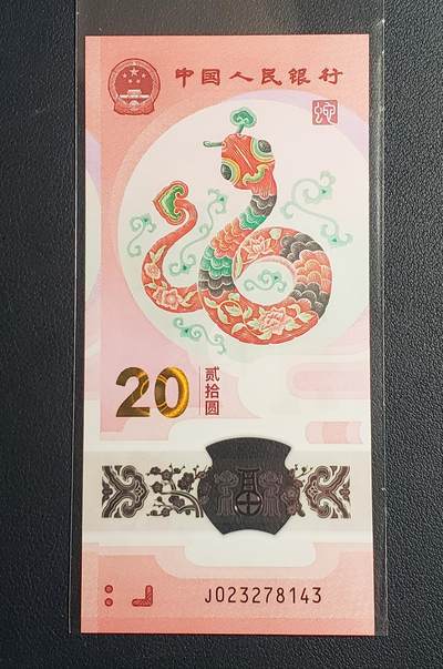 中外各国钞、纪念钞、券专场（第二十九场） - 2025年蛇年贰拾圆塑料纪念钞一张