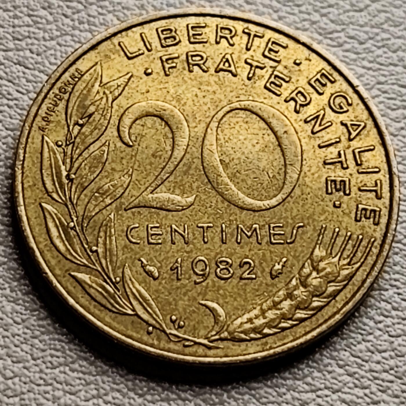 泉币菌-第33场-中外散币乐园 铜光美品 法国早期20生丁铜币 玛丽安娜