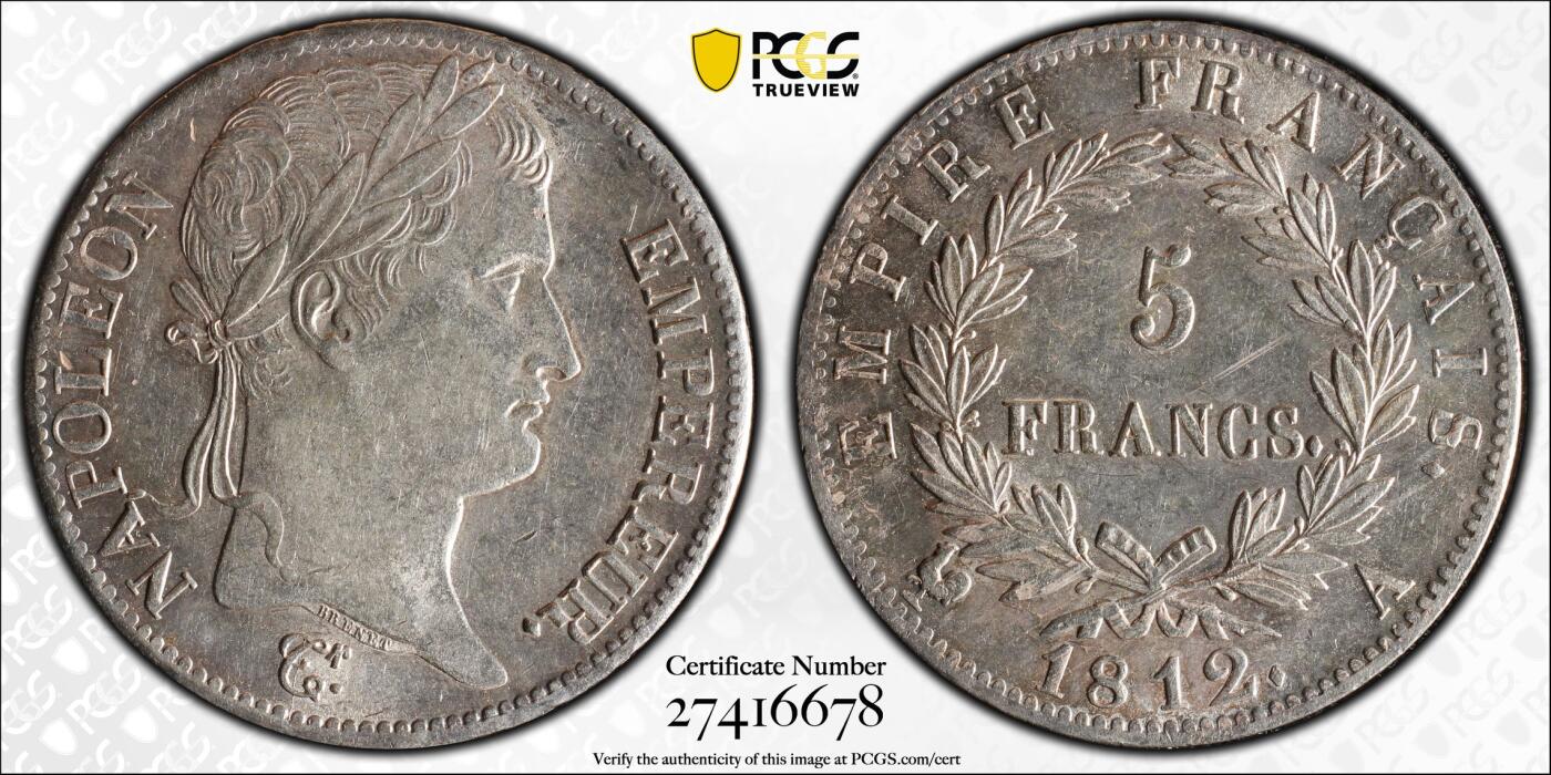 PCGS-MS61 1812A法国拿破仑5法郎大银币好年份