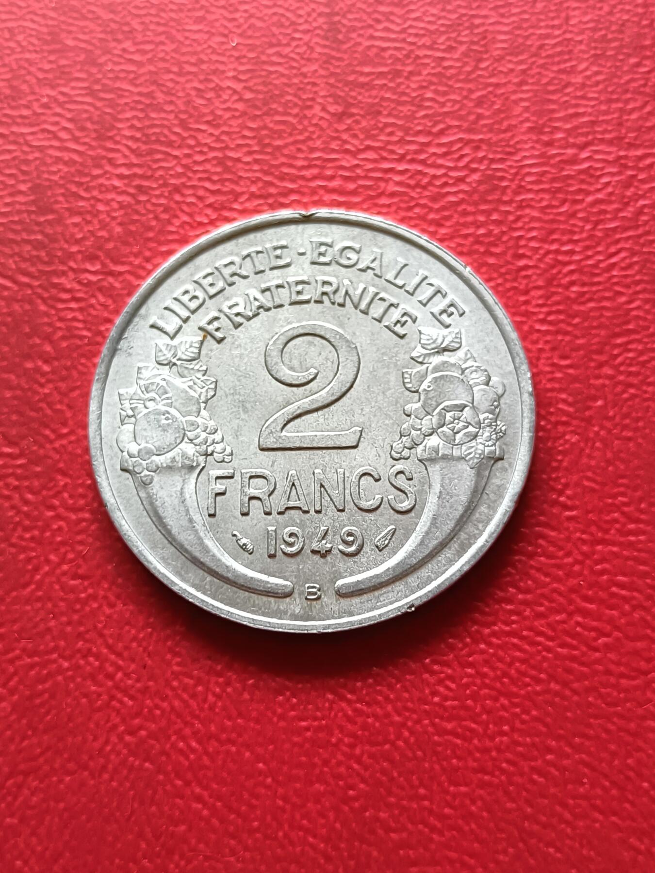 【云涧收藏】第三十一场 法国1949年B标2法朗，UNC