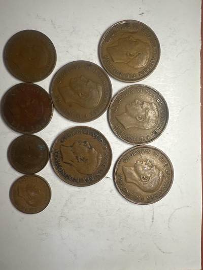 11.26散币、徽章专场 - 乔治六世铜币9枚