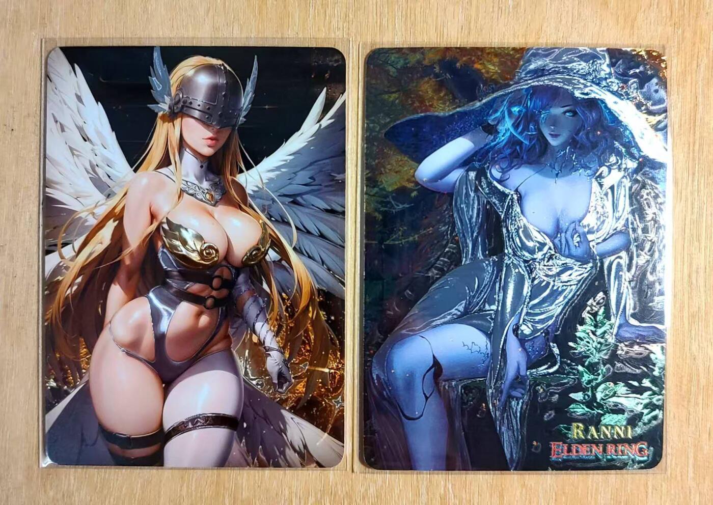 龙虎卡牌第39场 （无佣金，满120包邮，欢迎送拍） 光刻2张 白花恋诗卡牌 天女兽&菈妮