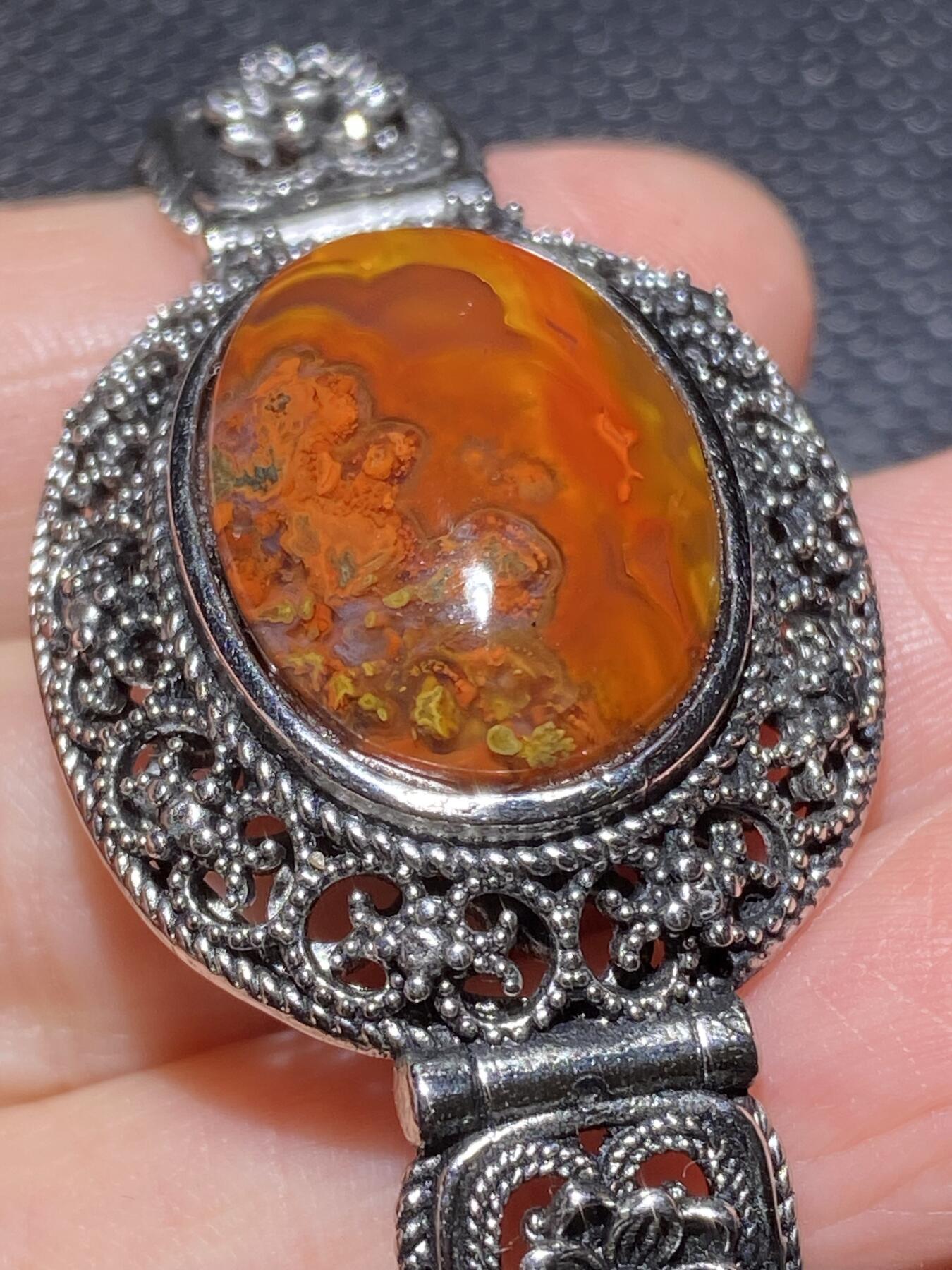 ❤️战国红玛瑙古法半镯(36026)戒面尺寸20*15mm重量20.2g