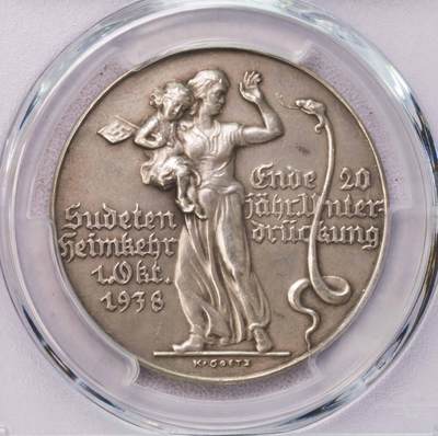 PCGS-SP64 1938德国第三帝国攻占苏台德区纪念银章 冠军 - PCGS-SP64 1938德国第三帝国攻占苏台德区纪念银章 冠军