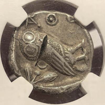 博洋堂世界钱币拍卖第129期（全场包邮） NGC XF 古希腊大名誉品，雅典娜猫头鹰4德拉克马银币，公元前440-前404年伯里克利黄时代货币