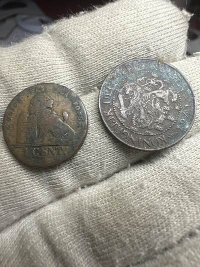 11.26散币、徽章专场 - 1844年比利时1分铜币+1941年荷兰1分铜币