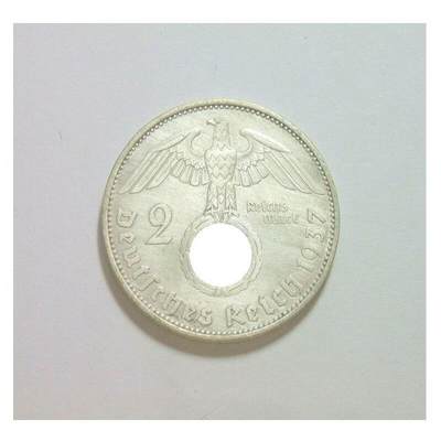 【银】德国第三帝国1937年A版 兴登堡2马克银币 爽品  - 【银】德国第三帝国1937年A版 兴登堡2马克银币 爽品 
