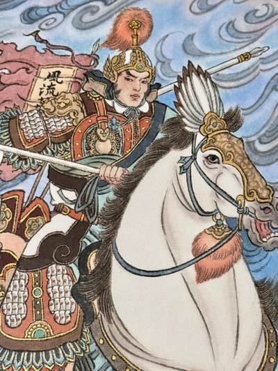 白泽拍卖卡牌手绘专场第18期（端午临中夏，时清日复长） 2025 冯涛手绘画 梁山五虎将之双枪将董平 尺寸：30cm*42cm