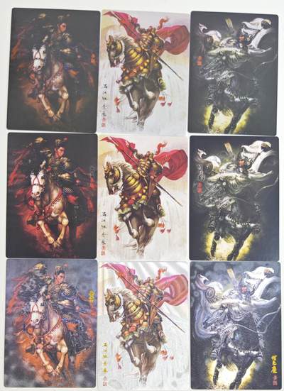 白泽拍卖卡牌手绘专场第18期（端午临中夏，时清日复长） 2024 承匠 张墨一满江红9张 岳飞彩粗普3张，何元庆 彩粗普3张，岳云彩粗普3张