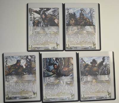 白泽拍卖卡牌手绘专场第18期（端午临中夏，时清日复长） 2024 卡德曼 张建东水浒 五虎将5张 董平，呼延灼，关胜，林冲，秦明 粗闪 卡夹封装