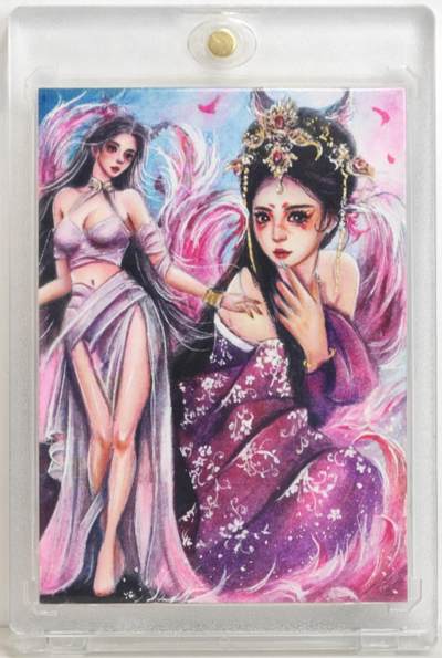 白泽拍卖卡牌手绘专场第18期（端午临中夏，时清日复长） 2025 绘之星手绘卡 双狐 红May亲签 卡砖封装