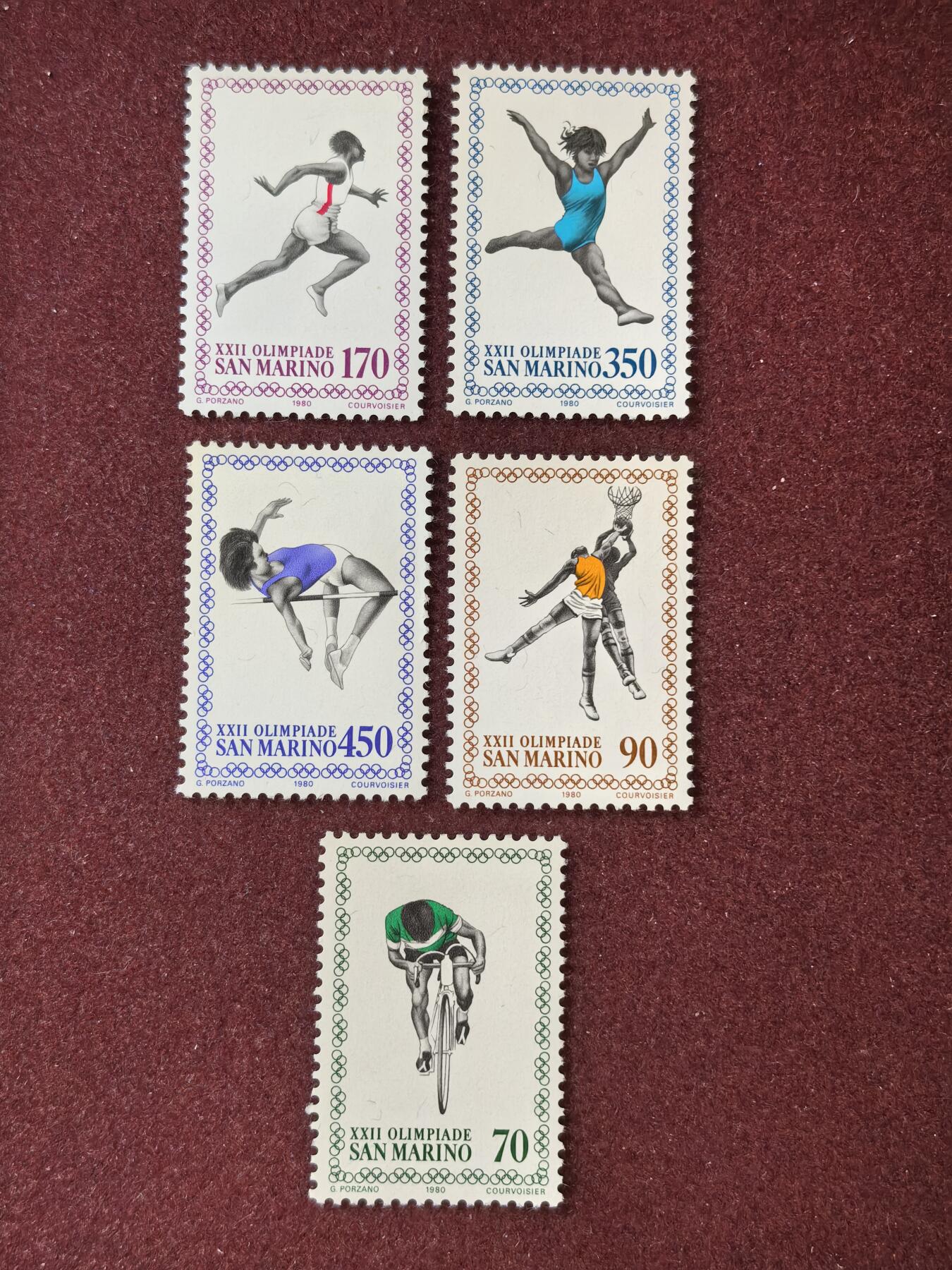 联合阁邮币社™ ——“精品多国邮票” 圣马力诺1980年 莫斯科奥运会 5全