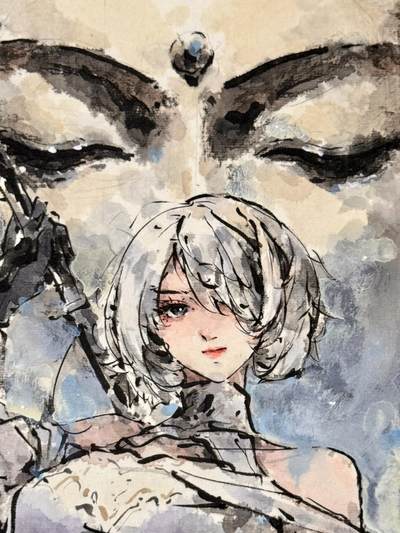 白泽拍卖卡牌手绘专场第18期（端午临中夏，时清日复长） 2025 迟迟手绘画 仗剑天涯 尺寸：25cm*45cm