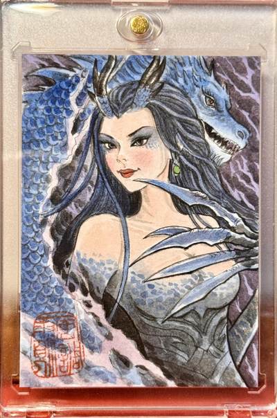 白泽拍卖卡牌手绘专场第18期（端午临中夏，时清日复长） 2027 卢艺丰手绘卡 敖闰 卢艺丰亲签 卡砖封装