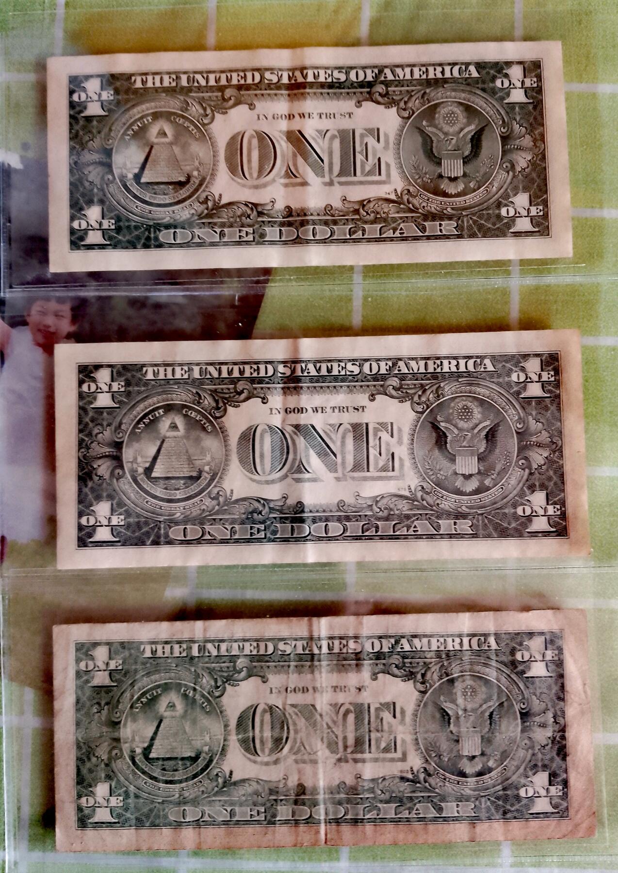 美国1981年12L旧金山版1美元纸币3枚一组
