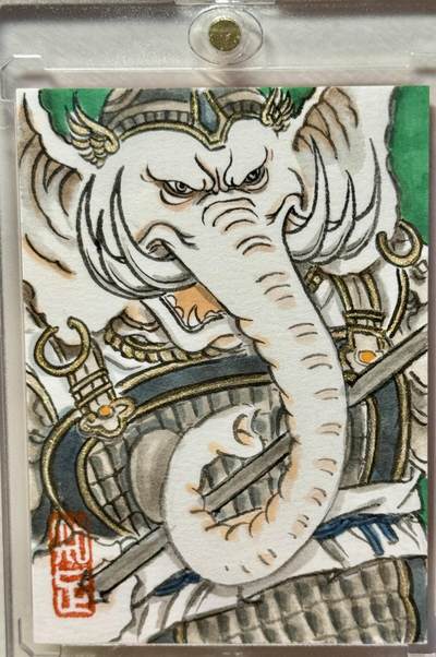 白泽拍卖卡牌手绘专场第18期（端午临中夏，时清日复长） 2025 卢艺丰手绘卡 狮驼岭三妖 白象 卢艺丰亲签 卡砖封装