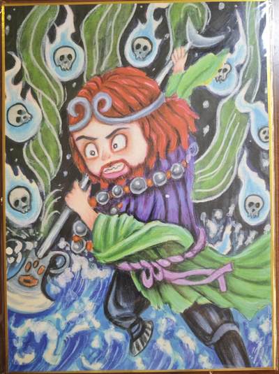 白泽拍卖卡牌手绘专场第18期（端午临中夏，时清日复长） 2024 山河潮玩 师徒五人大色纸一套5张+如来佛祖1张 共6张 尺寸：21CM*29CM