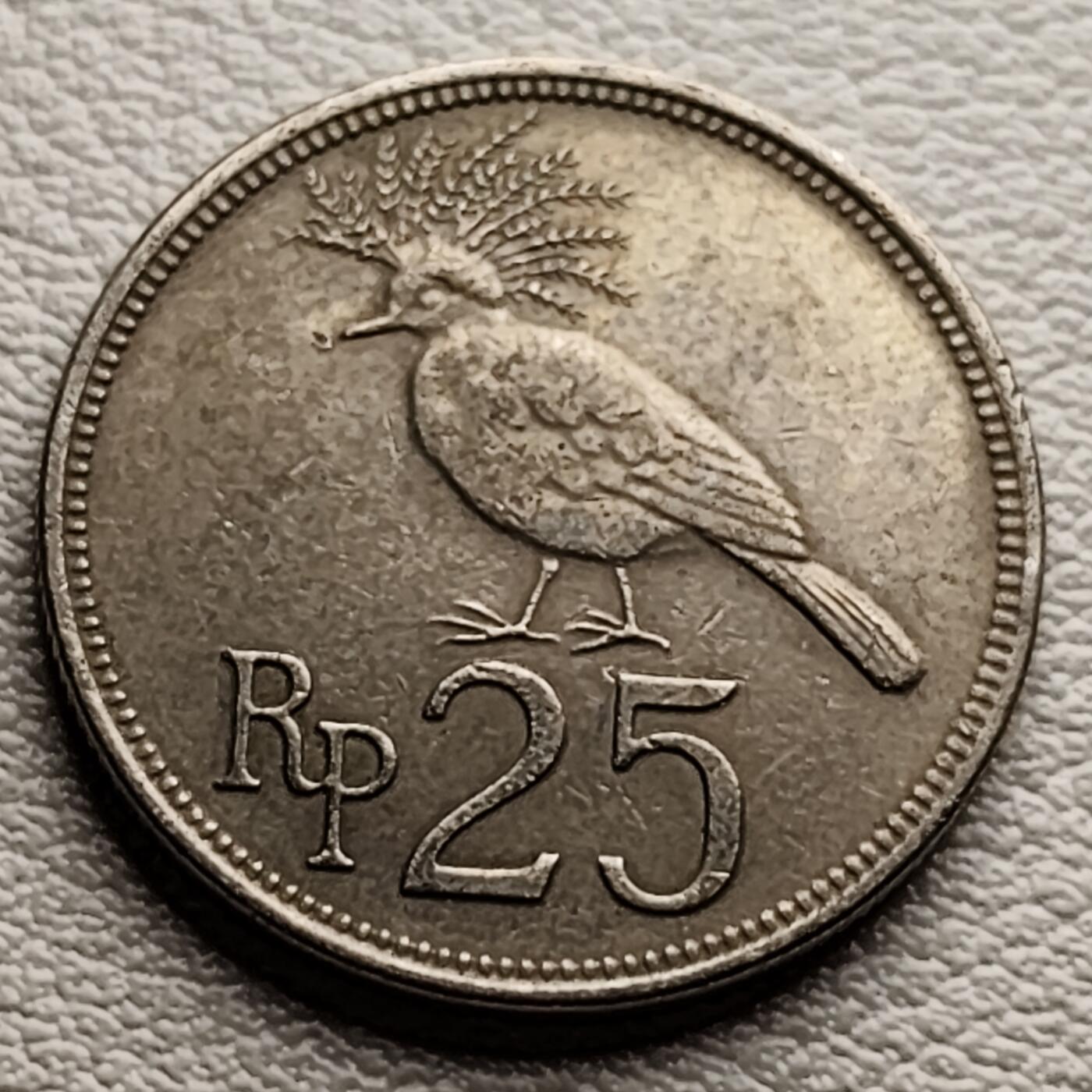 泉币菌-第34场-中外散币乐园 印度尼西亚1971年 早期25卢比 太极乐鸟🐦