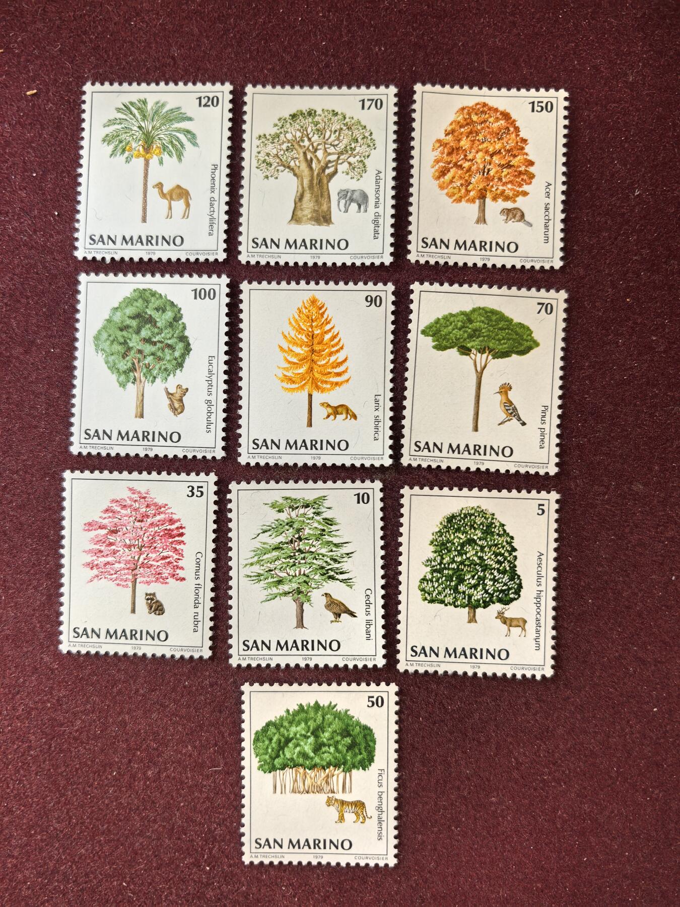联合阁邮币社™ ——“精品多国邮票” 圣马力诺1979年 环保 树木鸟类动物 10全 新
