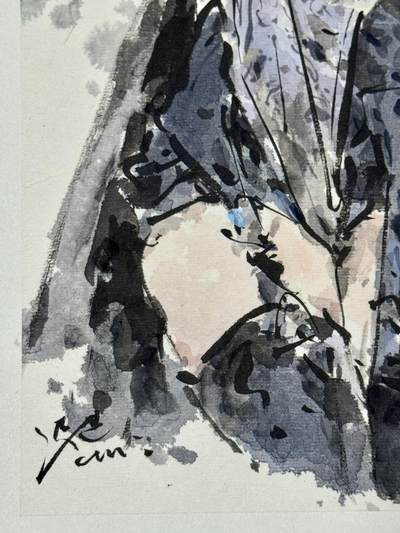 白泽拍卖卡牌手绘专场第18期（端午临中夏，时清日复长） 2025 迟迟手绘画 仗剑天涯 尺寸：25cm*45cm