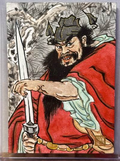 白泽拍卖卡牌手绘专场第18期（端午临中夏，时清日复长） 2025 梁庆国手绘卡 钟馗伏魔 梁庆国亲签 卡夹封装