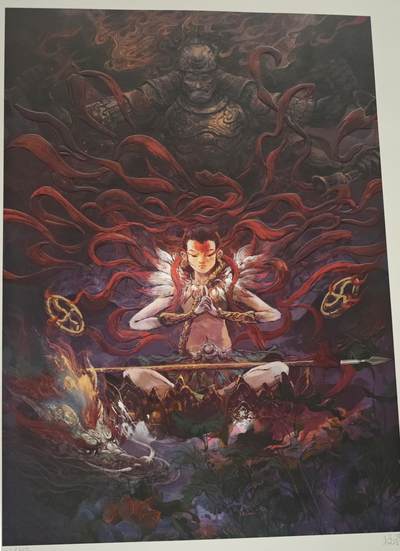 白泽拍卖卡牌手绘专场第18期（端午临中夏，时清日复长） - 2024 午夜猴子 封神 哪吒限量签名版画 25/500 段磊亲签 尺寸：42CM*61CM