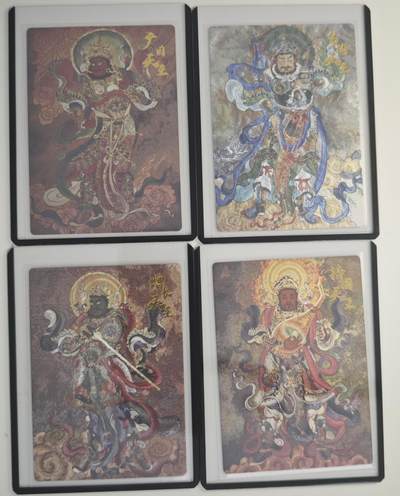 白泽拍卖卡牌手绘专场第18期（端午临中夏，时清日复长） 2024 卡德曼 云灵绘四大天王4张 广目天王，增长天王，多闻天王，持国天王 粗闪 卡夹封装