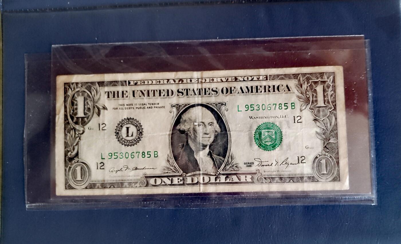 美国1981年12L旧金山版1美元纸币3枚一组