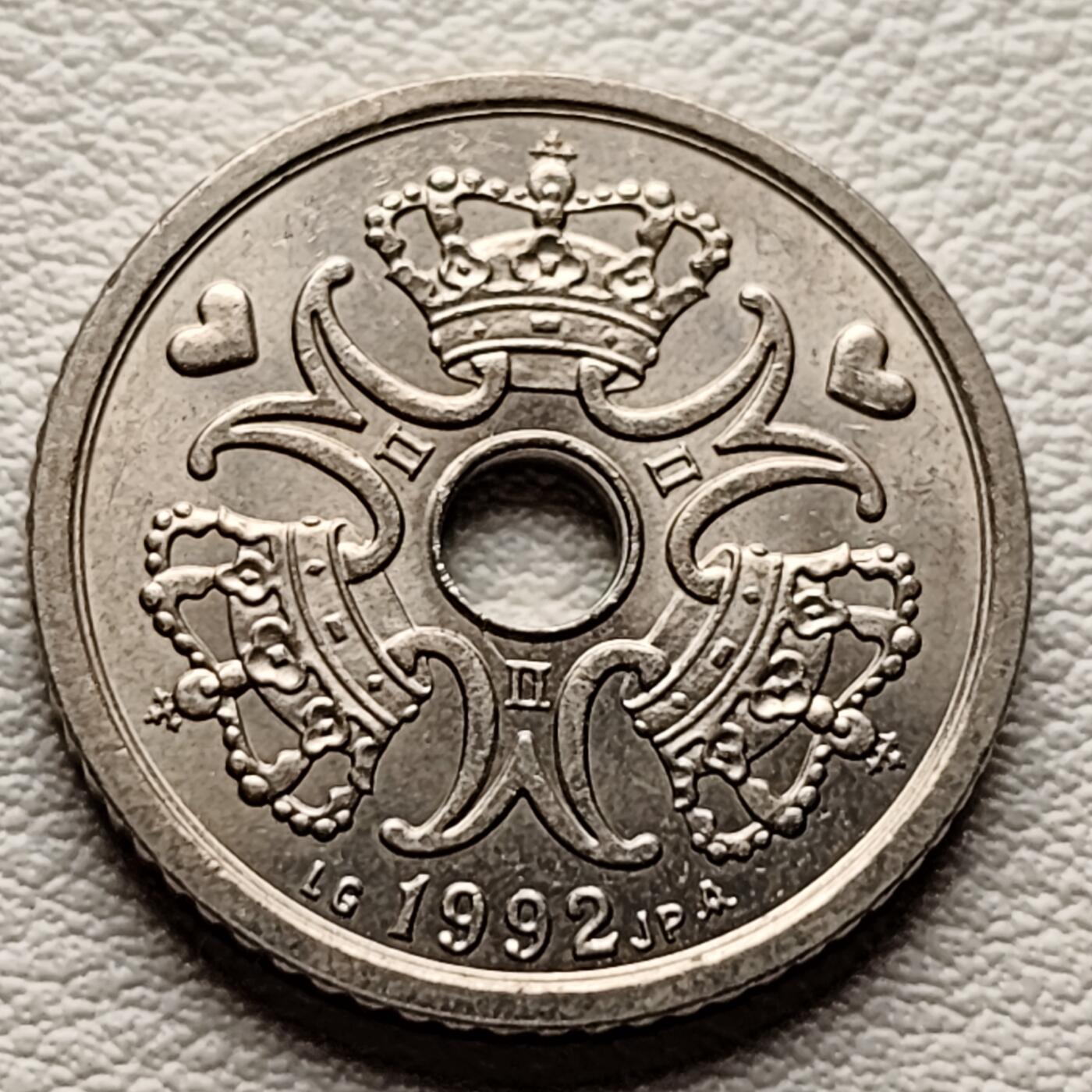 泉币菌-第34场-中外散币乐园 丹麦1克朗，爱心币中空币20mm