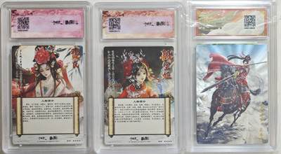 白泽拍卖卡牌手绘专场第18期（端午临中夏，时清日复长） 2025 卡德曼 武韵红颜3张 花蕊夫人，段宝姬，孙鲁班 保粹评级 9.5分 9.5分 爆金10分 特标