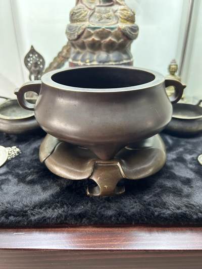 清乾隆压经炉，款米生堂制，配同时期老底座，原西泠拍品 - 清乾隆压经炉，款米生堂制，配同时期老底座，原西泠拍品